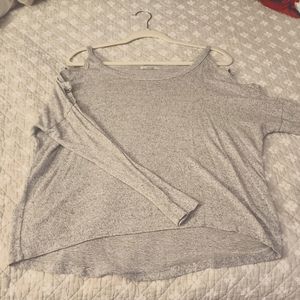 Cold Sholder Heather Gray Long Sleeve Sweater